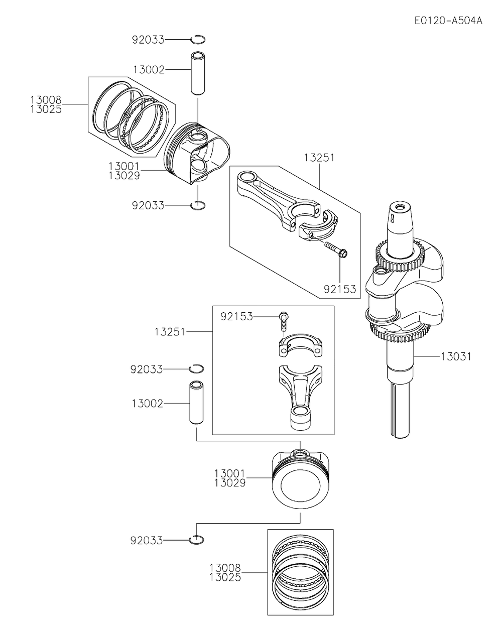 Fx921v-Ds13 Piston And Crankshaft Diagram and Parts List for FX921V-DS13  Cub Cadet Lawn Tractor